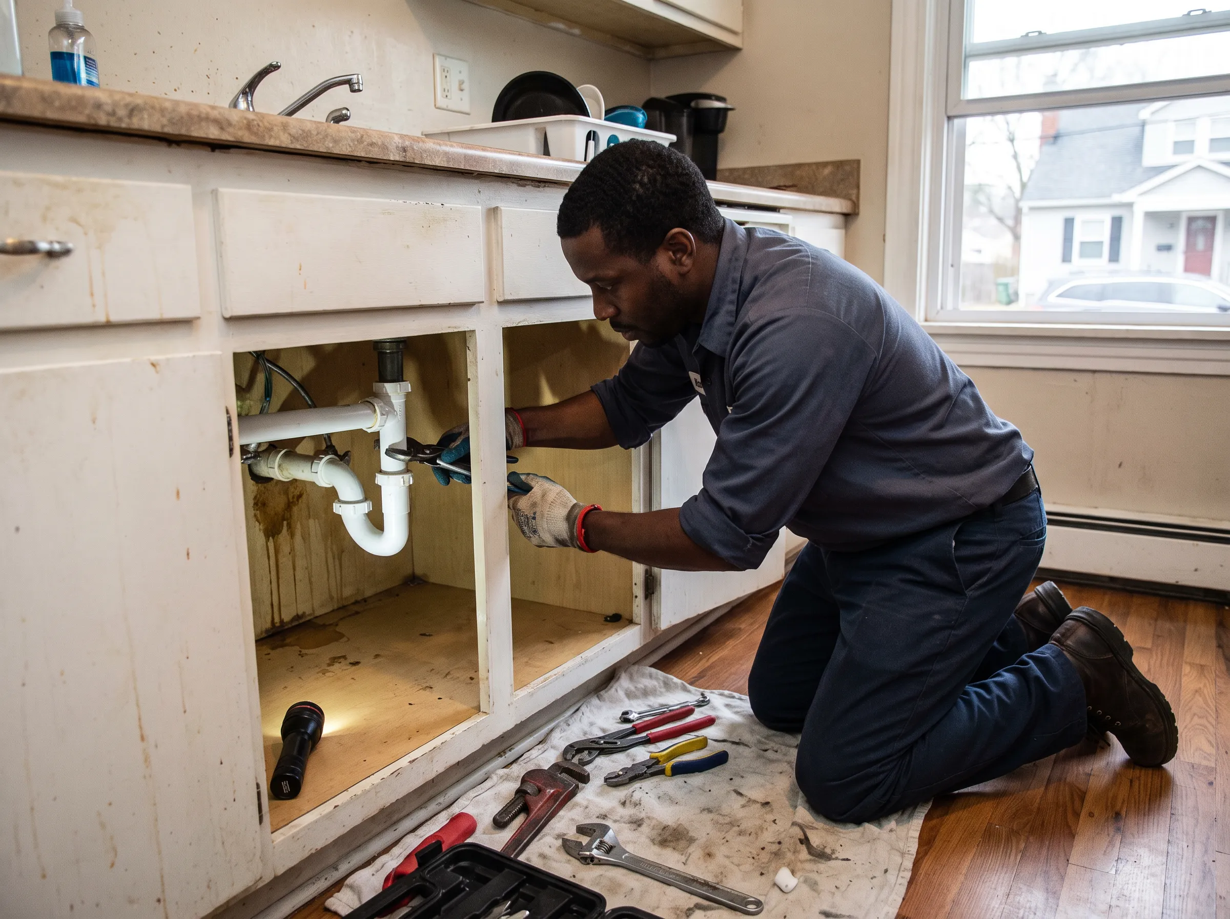 Plumbing crew at work